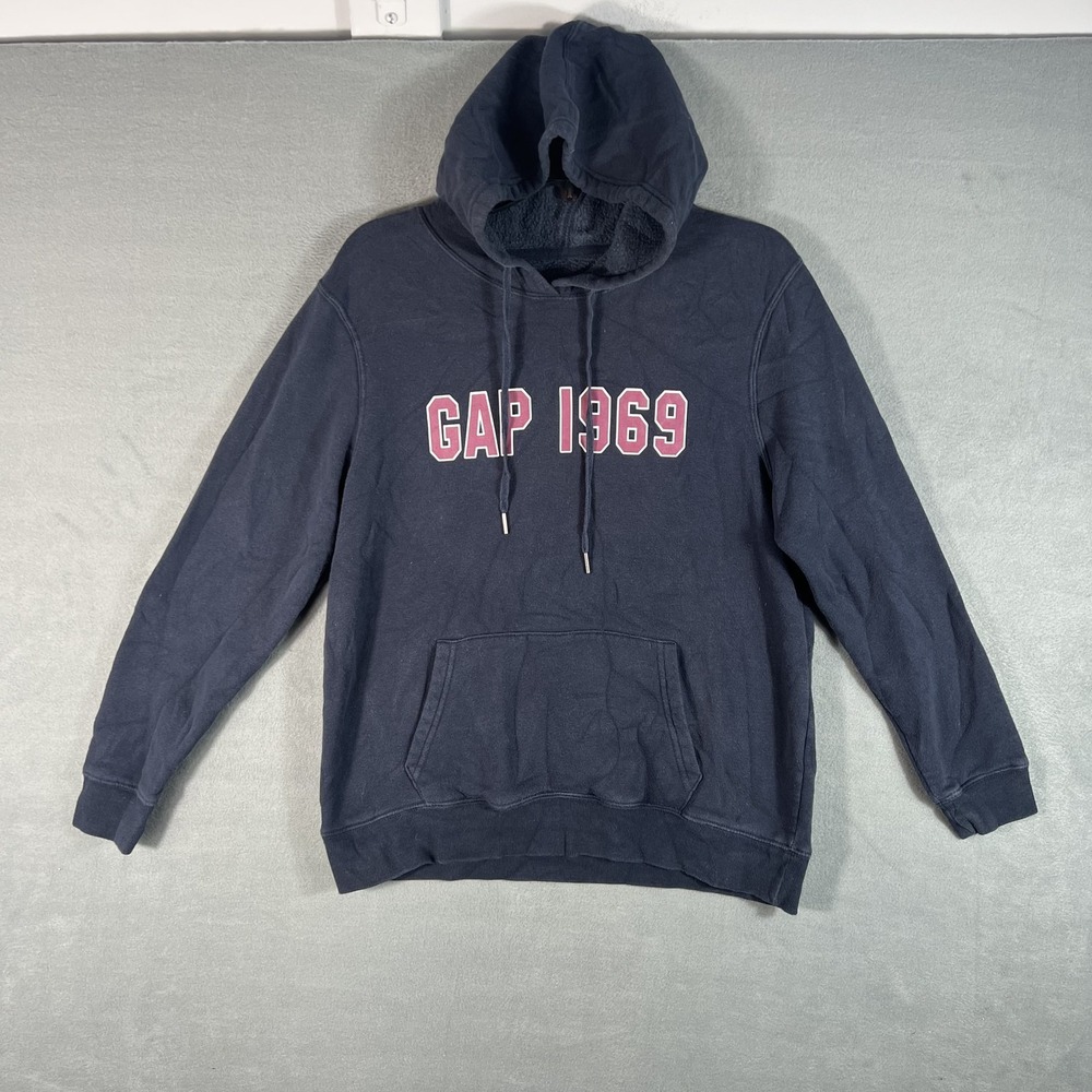 GAP 1969 Men's M Medium Navy Blue Pullover Hoodie Sweatshirt Cotton Blend